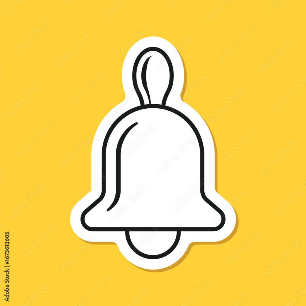 Poster notification bell sticker icon in flat style. incoming inbox message vector illustration on isolated