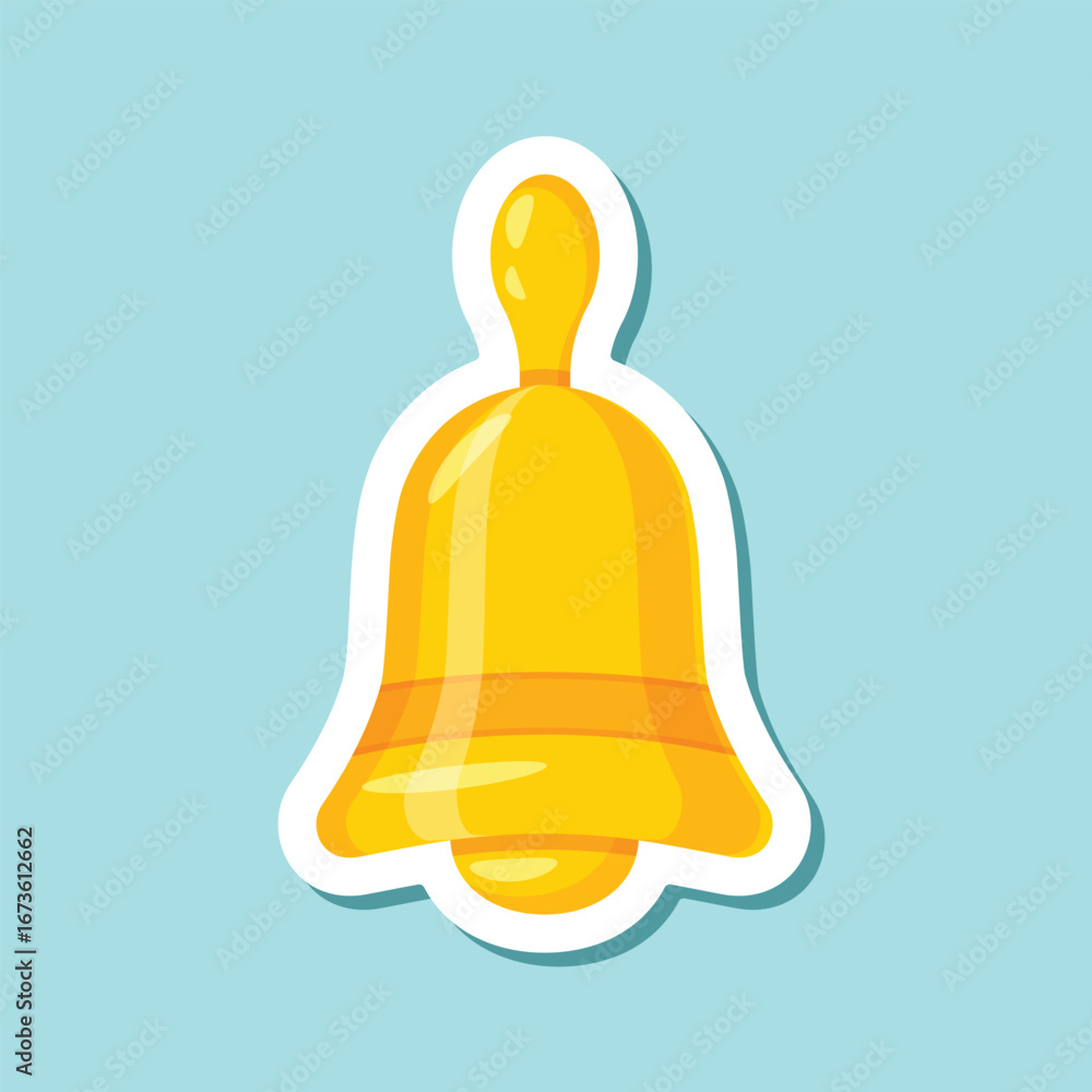 Poster notification bell sticker icon in flat style. incoming inbox message vector illustration on isolated