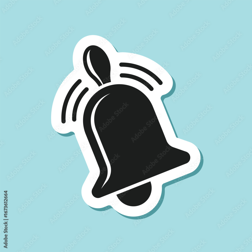 Poster notification bell sticker icon in flat style. incoming inbox message vector illustration on isolated