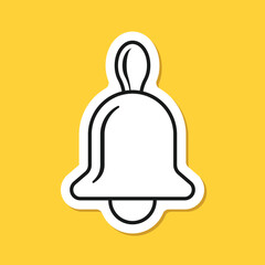 Notification bell sticker icon in flat style. Incoming inbox message vector illustration on isolated background. Ringing bell sign business concept.