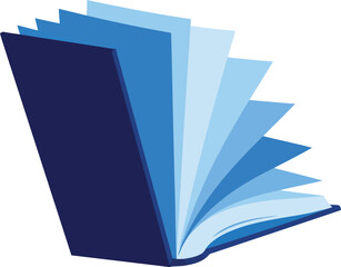 Open blue book pages turning knowledge learning education abstract concept vector