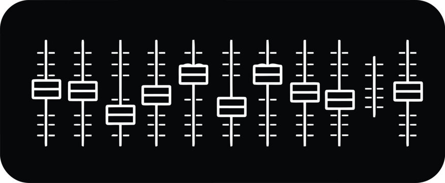 Audio mixer faders sound control sliders electronic equipment music production dj soundboard vector