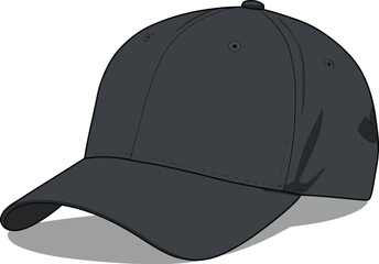 Fototapeta premium Minimalist black baseball cap front view isolated on white vector