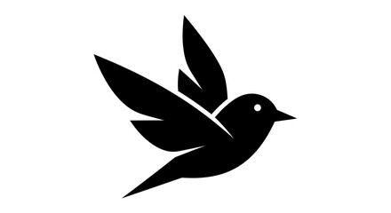 Stylized Black Bird in Flight with Angular Wings.