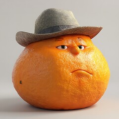 Cute Little Orange Figurine Wearing A Farmer’s Straw Hat