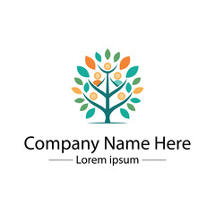 Minimalist and unique family tree logo design vector style