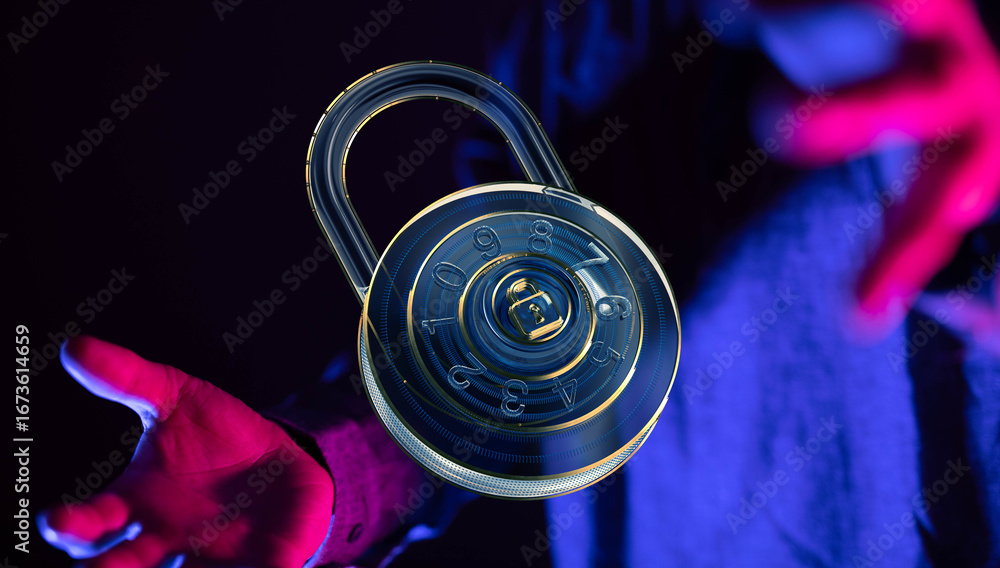 Aufkleber secure your data with strong encryption. digital lock concept for online safety.