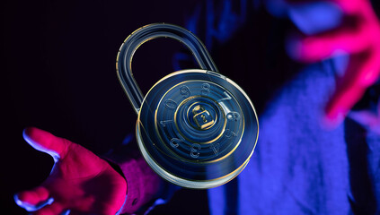Secure your data with strong encryption.  Digital lock concept for online safety.