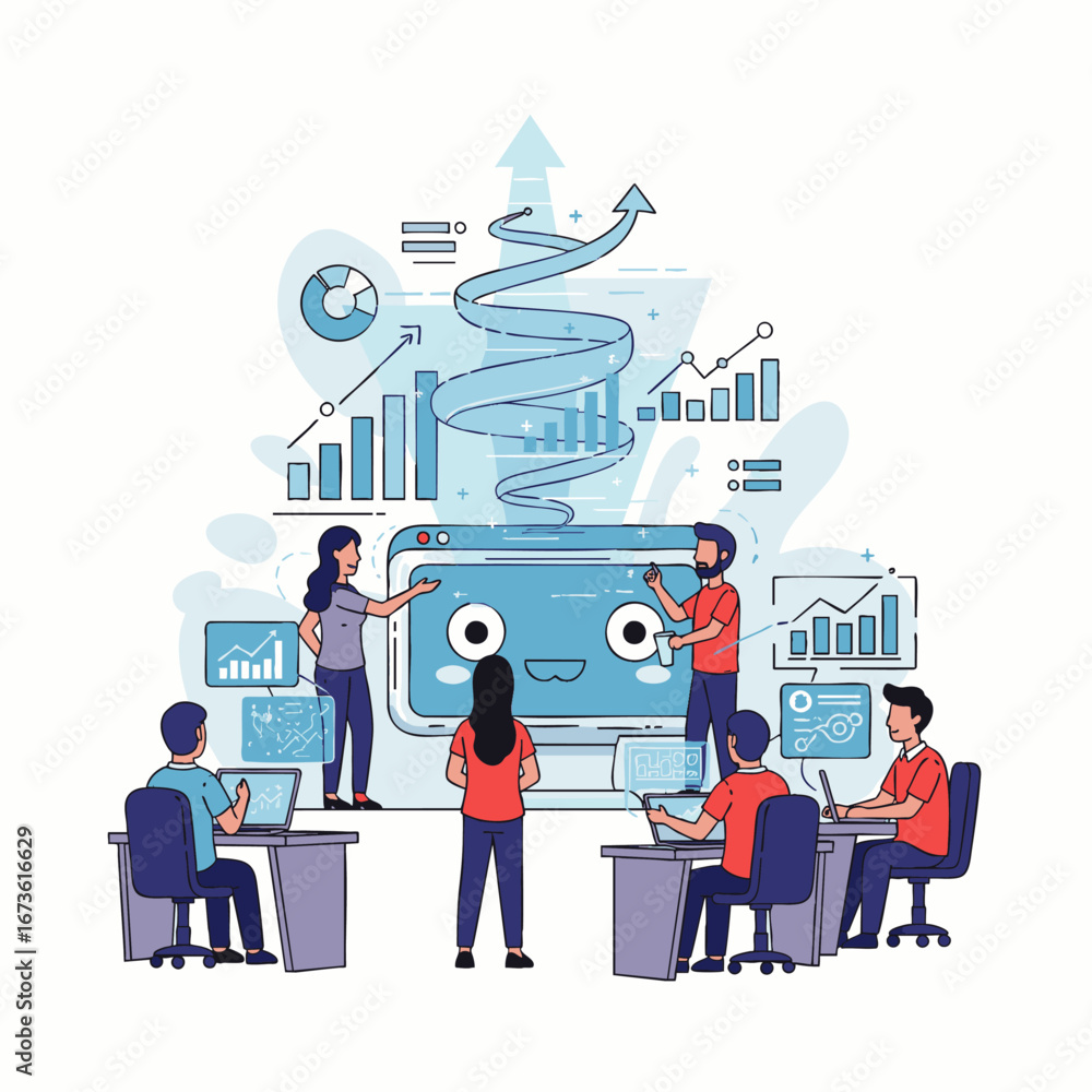 Aufkleber a team of professionals collaborates on data analysis and strategic planning to achieve business gro