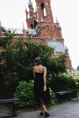  woman on the background of the castle