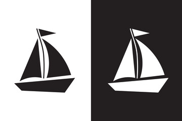 Different silhouettes of sailboats in a grid pattern on a white background