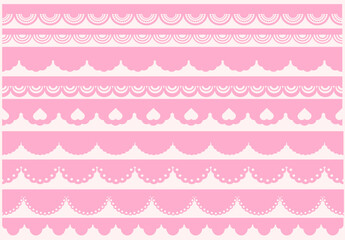 Naklejka premium Vector seamless set with jagged edge. Borders and dividers. Repeating frill ornament. Element for your texture ribbons design