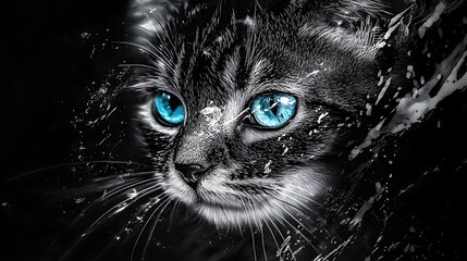 Artistic Expression Of Curious Kitten In Bright Colorful Strokes