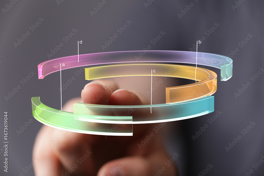 Aufkleber abstract image of a finger interacting with a colorful 3d data visualization.