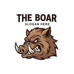 An aggressive wild boar head mascot logo with sharp tusks and an angry, snarling expression.