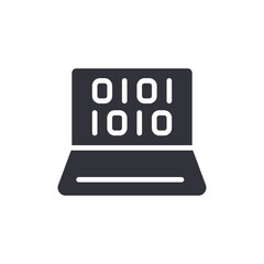 Digital Laptop Displaying Binary Code For Information Age Connectivity Design