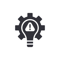 Problem Solving Illustration Featuring Light Bulb Surrounded By Gear With Warning Sign