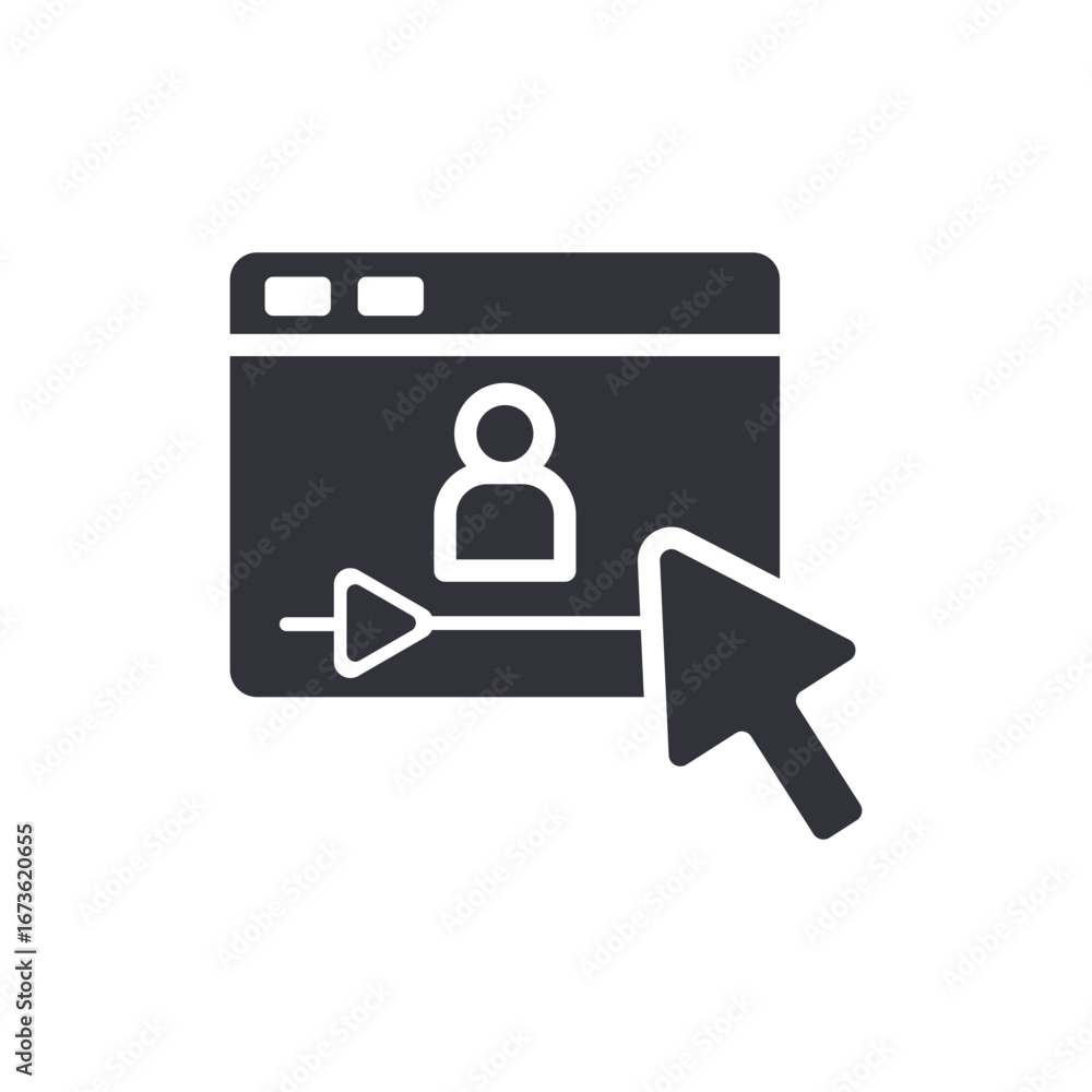 Poster online profile management with cursor navigation and user interface concept illustration