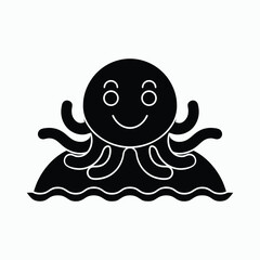 Cute Octopus Silhouette Sea Animal Illustration