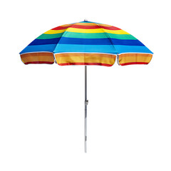 Colorful beach umbrella isolated on transparent background. Perfect for summer vacation projects.