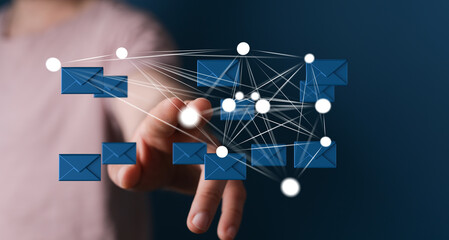 Connecting people through efficient email communication.  Modern digital network.