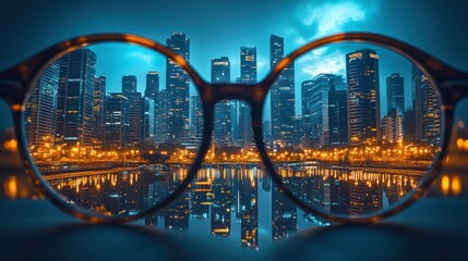 Fototapeta premium Cityscape viewed through glasses (1)