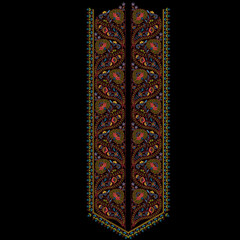 A beautiful embroidery neckline design for digital print on fabric.	