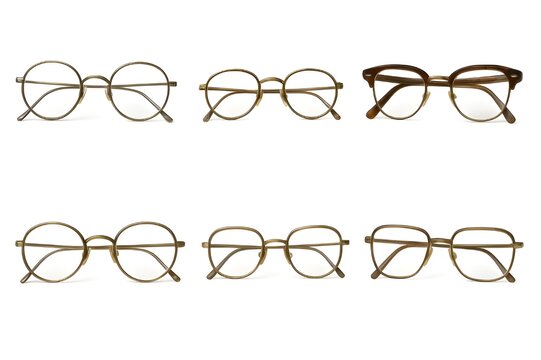 Vintage-Inspired Eyeglasses Collection on White Background