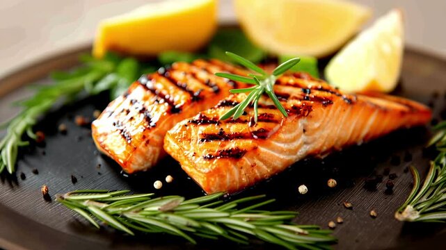 Video of an expert chef cooking and plating salmon.