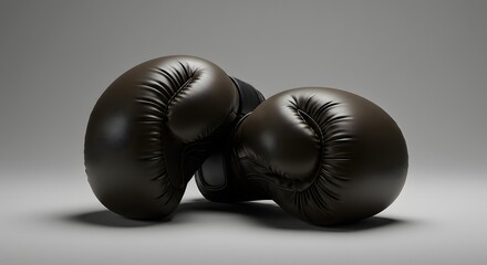 Professional Boxing Gloves: Dark Leather Sport Equipment