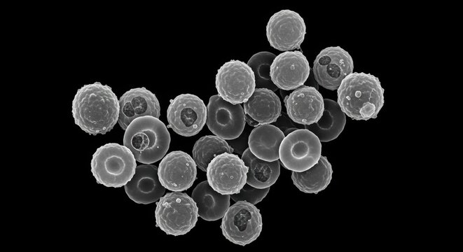 Scanning Electron Micrograph of White and Red Blood Cells

