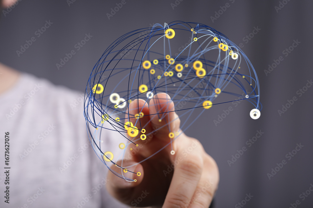 Poster abstract image depicting a network connection, perfect for technology, global communication, and dat