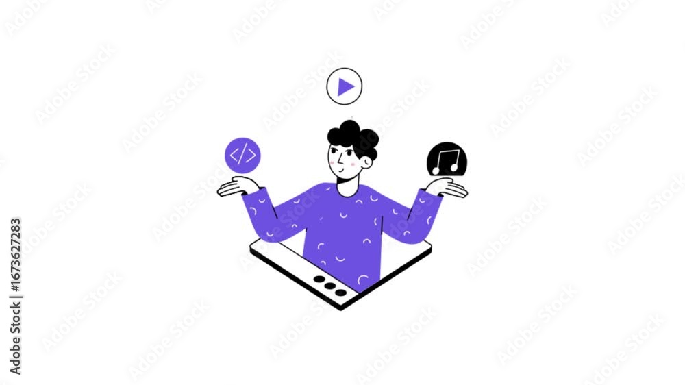 Poster shuffling apps 2d flat animation mp4