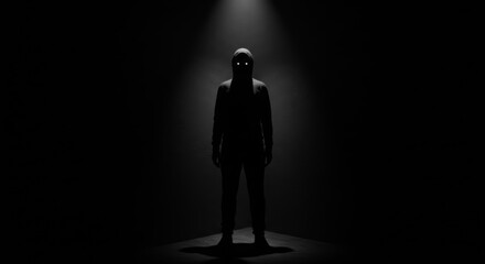 Obraz premium Silhouette of a Man in a Dark Spotlight