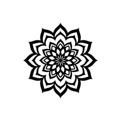 Minimal mandala silhouette vector with simple circular pattern and clean symmetry design