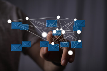 Digital email communication, network, connection, global communication, technology, internet, online, digital marketing,
