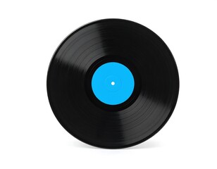 Fototapeta premium Black vinyl record with a vibrant blue center