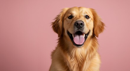 Golden retriever dog smiling with open mouth