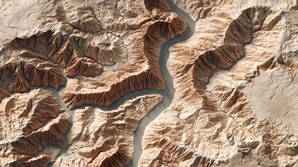 Aerial view of grand canyon landscape with river and desert terrain scenery