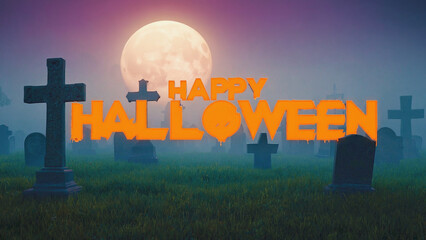 halloween text  background with graveyard