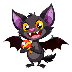 halloween cat with bat