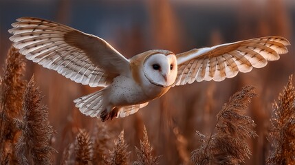 Barn owl flying over field wildlife photography bird of prey nature animal