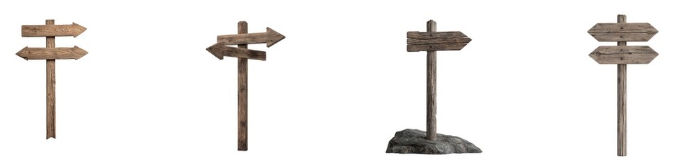 Rustic wooden signposts for directional guidance design
