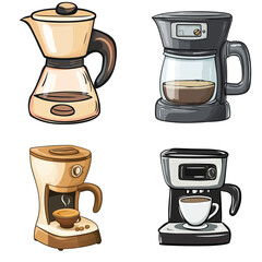 Coffee maker in a vector cartoon style, isolated white background