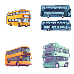 Double-decker Bus in a vector cartoon style, isolated white background