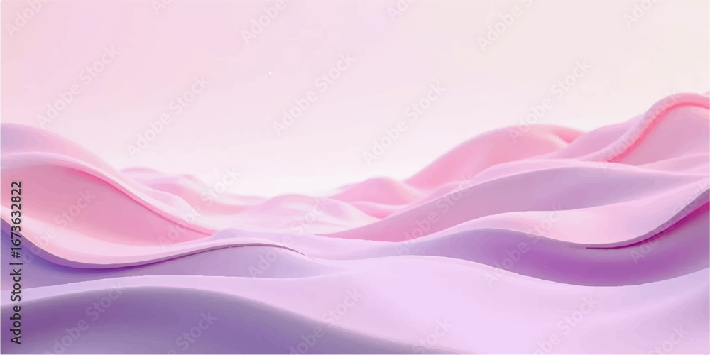 Poster a gentle wave of soft pink and purple silk flows across a smooth, abstract background, creating a li