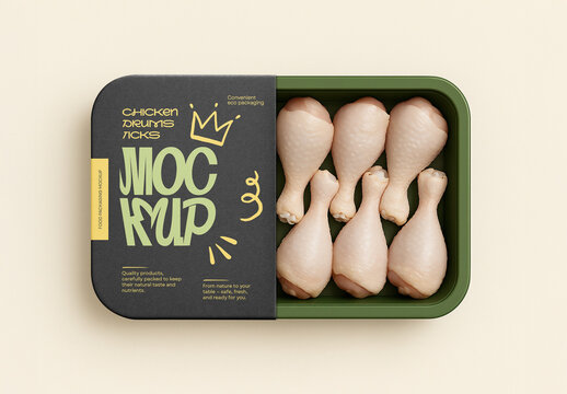 Chicken Drumsticks Plastic Food Container Packaging Mockup