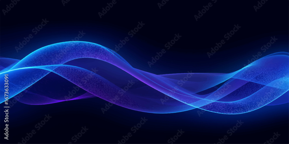 Aufkleber an abstract design with smooth blue lines and light smoke effects creates a dynamic motion pattern f