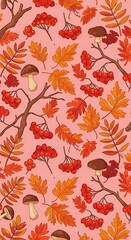 Autumn's Blush: Berries & Bolete