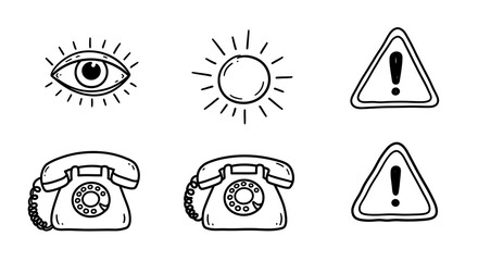 Sun, Eye, and Warning: Retro Dial Icons